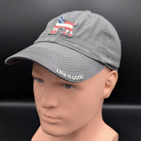 Life is Good. Tattered Chill Cap Americana Dog-Slate Gray - Picture 1 of 13